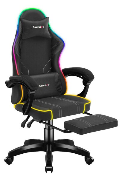Gamer szék Space RGB lábtartóval fekete