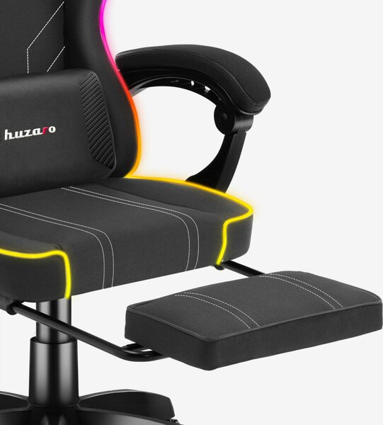 Gamer szék Space RGB lábtartóval fekete