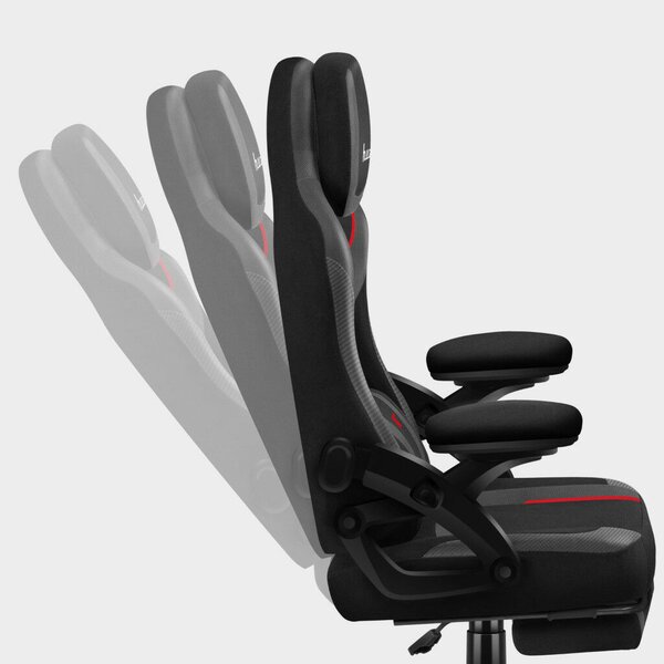Gamer szék, szövet, lábtortóva, carbon, fekete