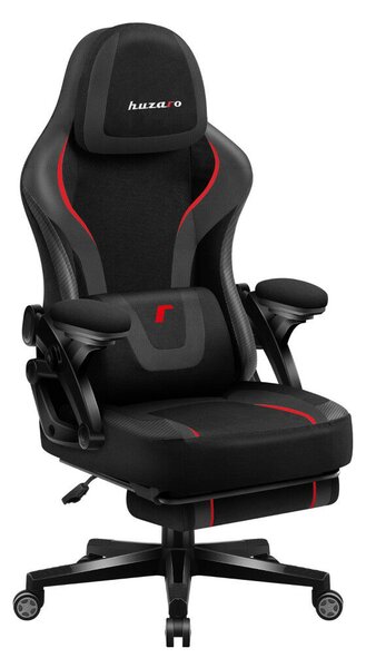 Gamer szék, szövet, lábtortóva, carbon, fekete