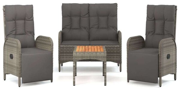 4 részes szürke polyrattan kerti ülőgarnitúra párnákkal
