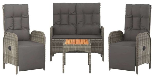 4 részes szürke polyrattan kerti ülőgarnitúra párnákkal