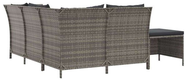 Polyrattan Kerti Ülőgarnitúra - 4 részes - Szürke
