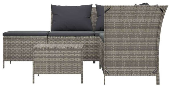 Polyrattan Kerti Ülőgarnitúra - 4 részes - Szürke