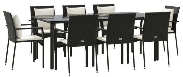 Kertbútor - Polyrattan Étkezőgarnitúra - 8 Személyes - Fekete