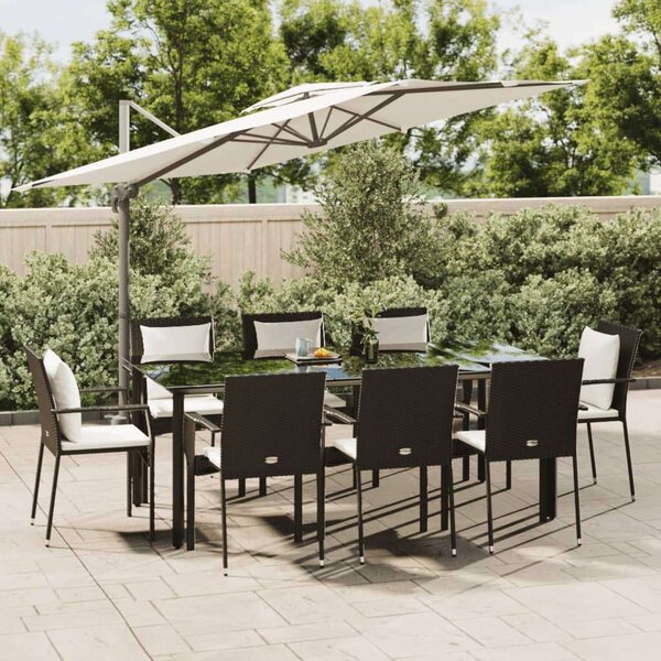 Kertbútor - Polyrattan Étkezőgarnitúra - 8 Személyes - Fekete