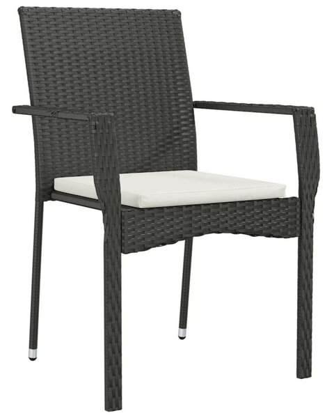 5 részes fekete polyrattan kerti étkezőgarnitúra párnákkal