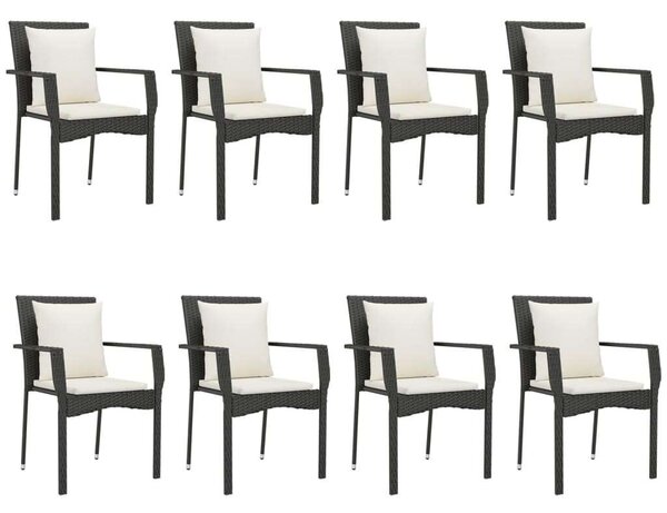 Kertbútor - Polyrattan Étkezőgarnitúra - 8 Személyes - Fekete
