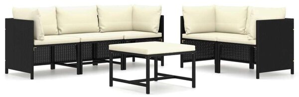 VidaXL Polyrattan Kerti Ülőgarnitúra - 6 részes - Fekete