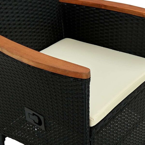 VidaXL Polyrattan Kerti Étkezőgarnitúra - 7 részes - Fekete