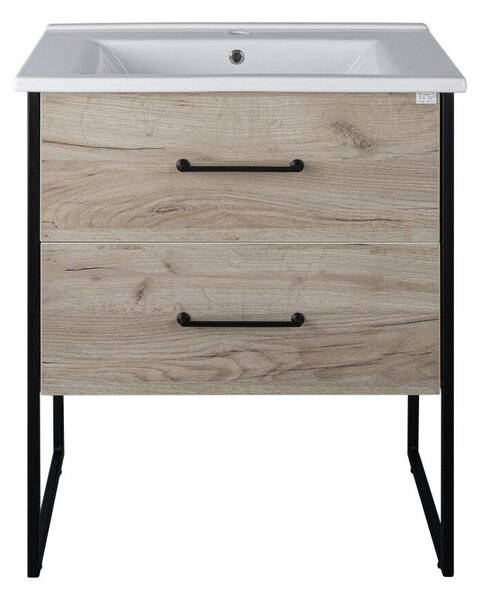 TMP IRON 75 álló fürdőszobabútor - Lava porcelán mosdóval - 76 x 46 cm