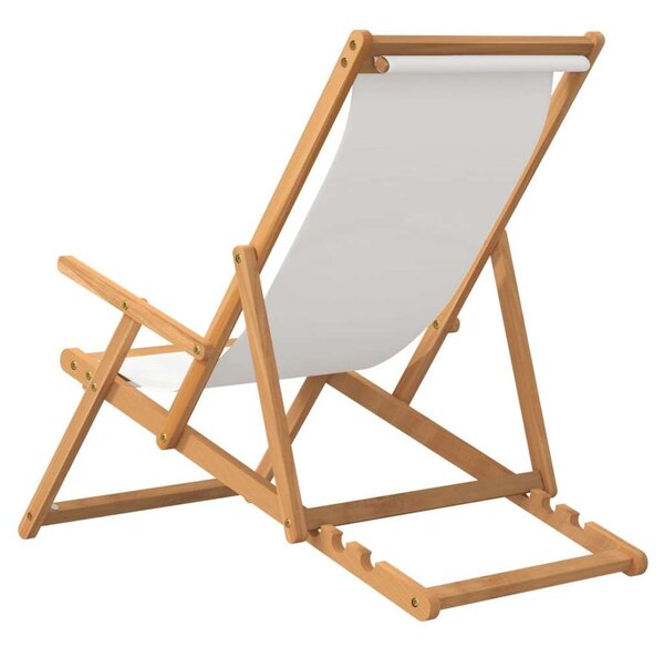 Krémszínű tömör tíkfa összecsukható strandszék