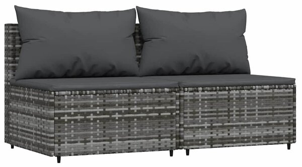 Polyrattan Kerti Ülőgarnitúra - 3 részes - Szürke