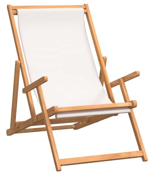 Krémszínű tömör tíkfa összecsukható strandszék