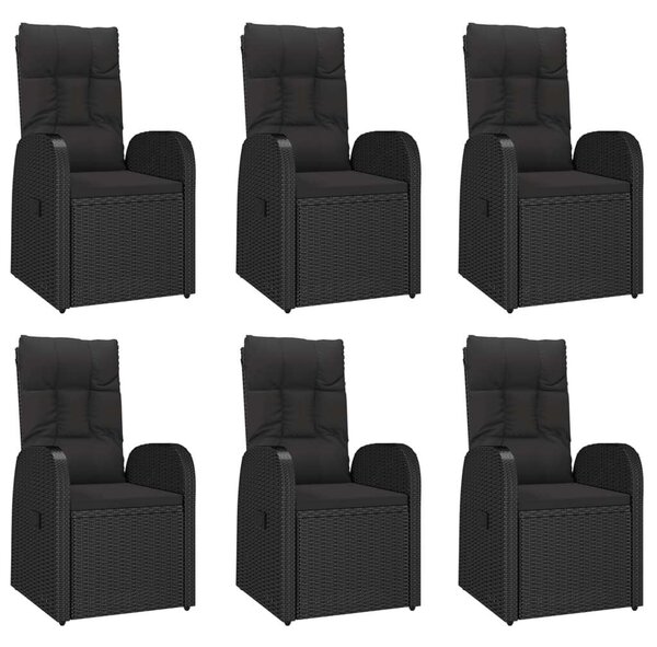 VidaXL 7 részes fekete polyrattan kerti étkezőgarnitúra párnával