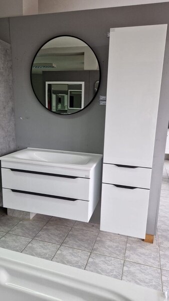 TMP IRON fürdőszobai tükör - FEKETE keret - kerek - 60 cm