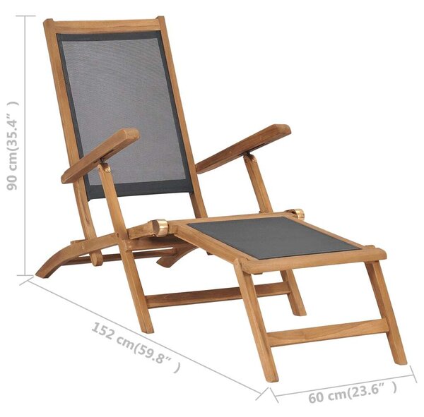 VidaXL Teakfa Napozószék Lábtartóval - 152cm