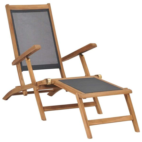 VidaXL Teakfa Napozószék Lábtartóval - 152cm