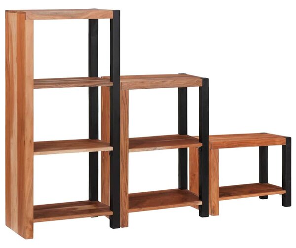 Könyvespolc 3 pcs Barna 50 x 30 x 110 cm Tömör akácfa