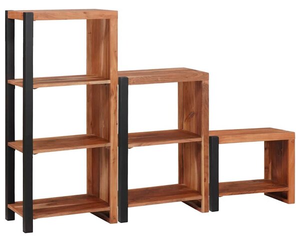 Könyvespolc 3 pcs Barna 50 x 30 x 110 cm Tömör akácfa