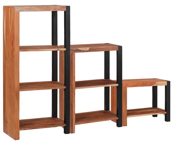 Könyvespolc 3 pcs Barna 50 x 30 x 110 cm Tömör akácfa