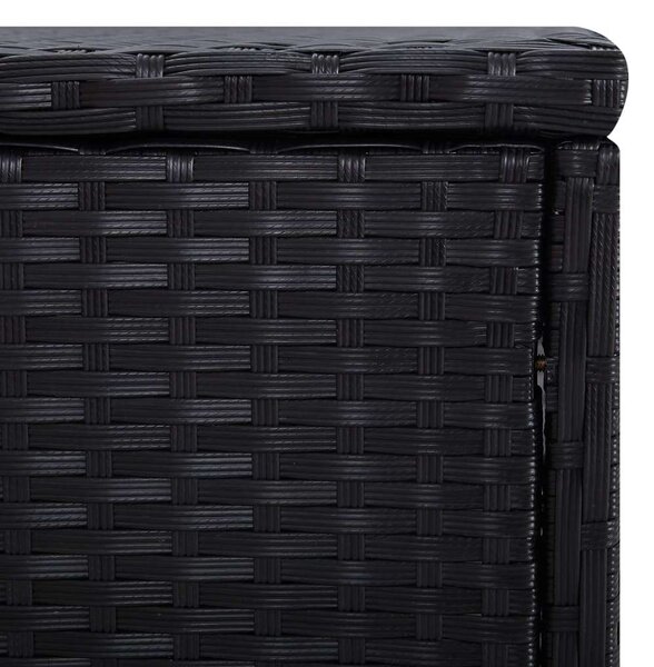 VidaXL Napozóágy Szett - Fekete Polirattan - Piros Párna - 195cm