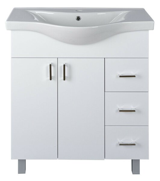 VivaStyle BIANKA 80 lábon álló fürdőszobabútor 3 fiókos Sanovit ALBATROS 10080 mosdóval 80 x 46 cm