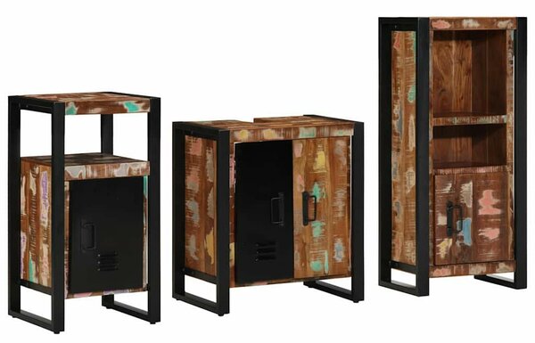 Fürdőszoba bútor szett 3 pcs Szilárd újrahasznosított fa