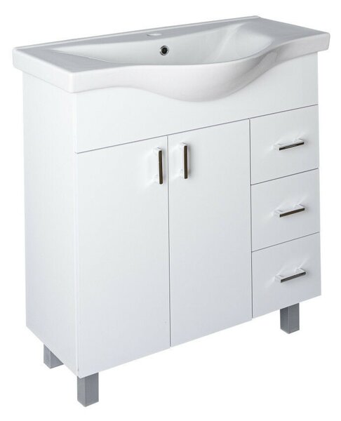 VivaStyle BIANKA 80 lábon álló fürdőszobabútor 3 fiókos Sanovit ALBATROS 10080 mosdóval 80 x 46 cm