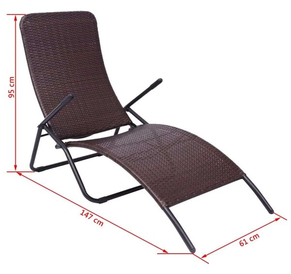 VidaXL Napozóágy - Barna - Összecsukható - 147cm