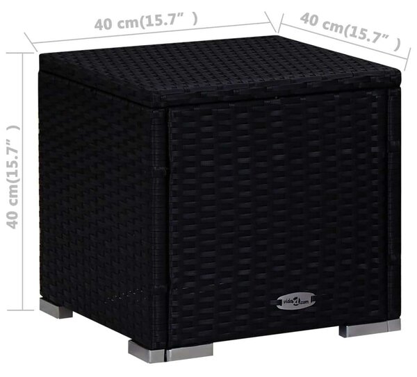 VidaXL Napozóágy Szett - Fekete Polirattan - Piros Párna - 195cm