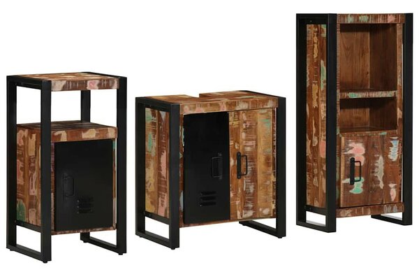 Fürdőszoba bútor szett 3 pcs Szilárd újrahasznosított fa