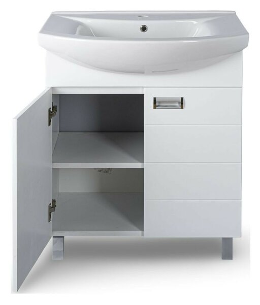 Viva SZQUARE 75 lábon álló fürdőszobabútor Sanovit ZENON 6075 porcelán mosdóval 75 x 49,8 cm