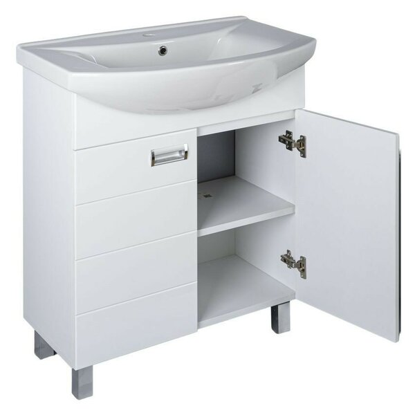 Viva SZQUARE 75 lábon álló fürdőszobabútor Sanovit ZENON 6075 porcelán mosdóval 75 x 49,8 cm