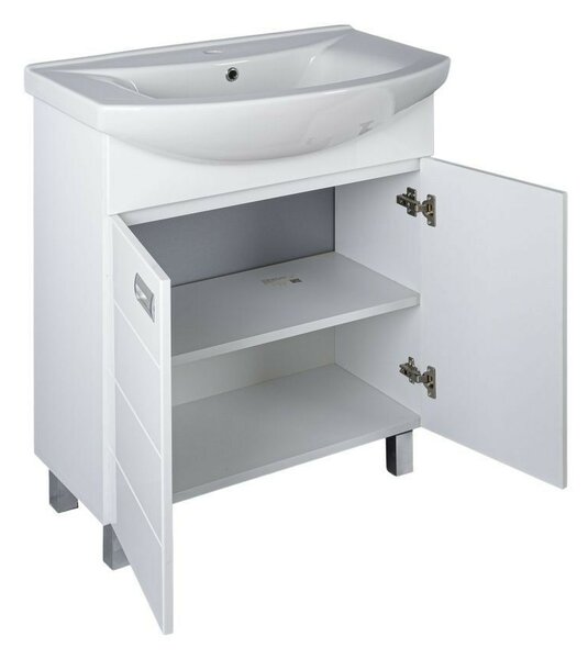 Viva SZQUARE 75 lábon álló fürdőszobabútor Sanovit ZENON 6075 porcelán mosdóval 75 x 49,8 cm
