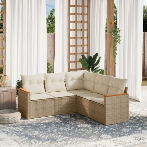 VidaXL Polyrattan Kerti Ülőgarnitúra - 5 részes - Bézs