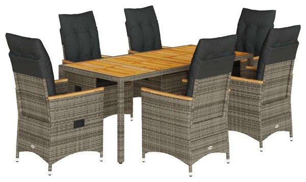 VidaXL Polyrattan Kerti Étkezőgarnitúra - 7 részes - Szürke