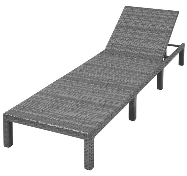 VidaXL fekete polyrattan napozóágy párnával