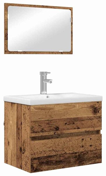 Fürdőszoba bútor szett 3 pcs Öreg fa 60 x 38.5 x 45 cm Faanyag