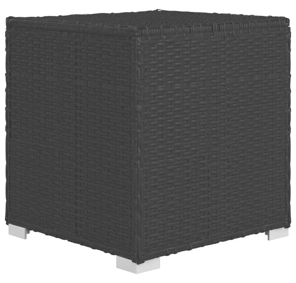 Polyrattan Napozóágy Szett - 2 db Állítható Napozóágy + Asztal - Fekete