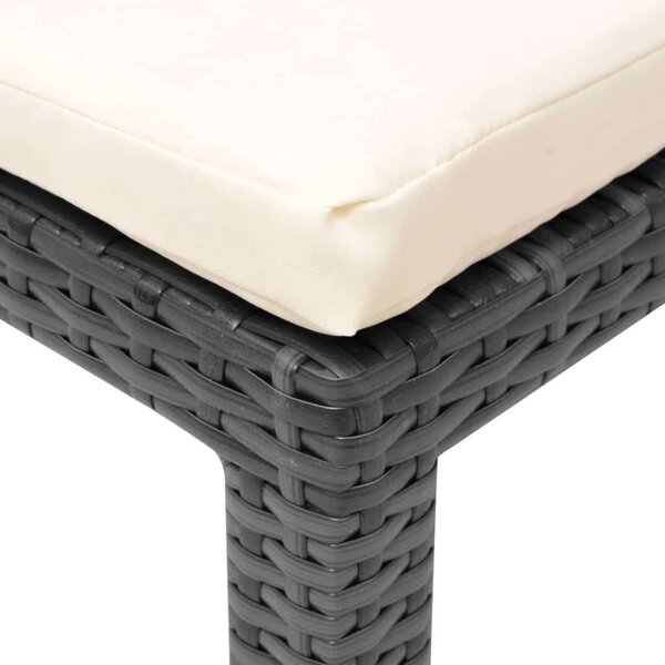 VidaXL fekete polyrattan napozóágy párnával