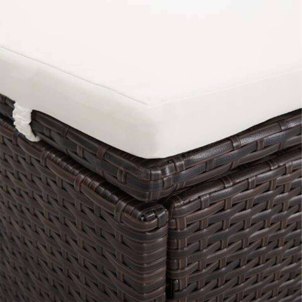 VidaXL Napozóágy - 2 személyes - Barna Polyrattan