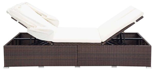 VidaXL Napozóágy - 2 személyes - Barna Polyrattan