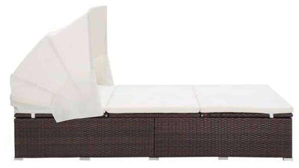 VidaXL Napozóágy - 2 személyes - Barna Polyrattan