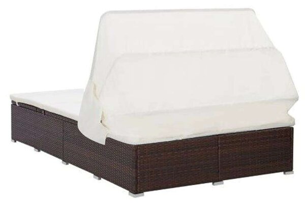 VidaXL Napozóágy - 2 személyes - Barna Polyrattan