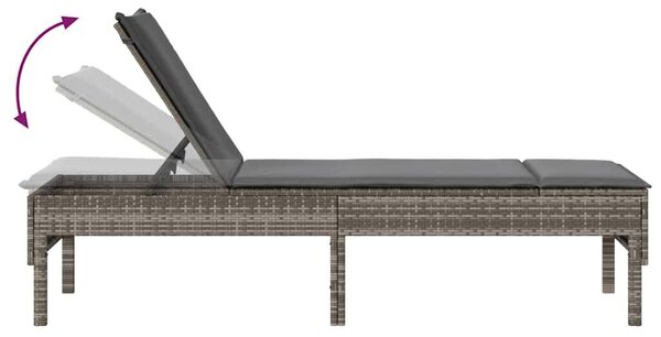 VidaXL szürke polyrattan napozóágy párnával 55x200x44 cm