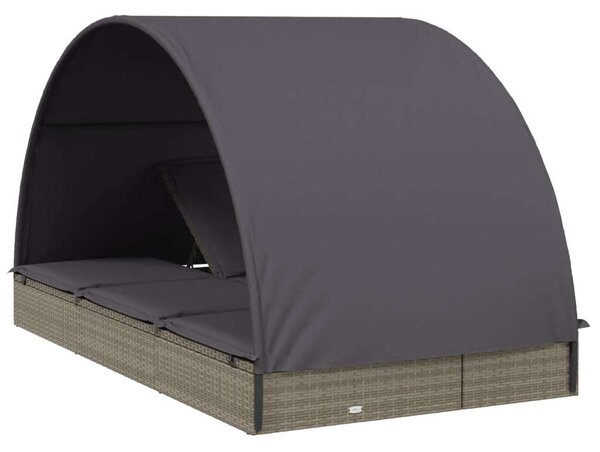Polyrattan Napágy - 2 Személyes - Kerek Tető - 211x112x140 cm