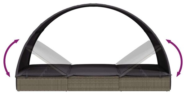 Polyrattan Napágy - 2 Személyes - Kerek Tető - 211x112x140 cm