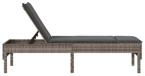 VidaXL szürke polyrattan napozóágy párnával 55x200x44 cm