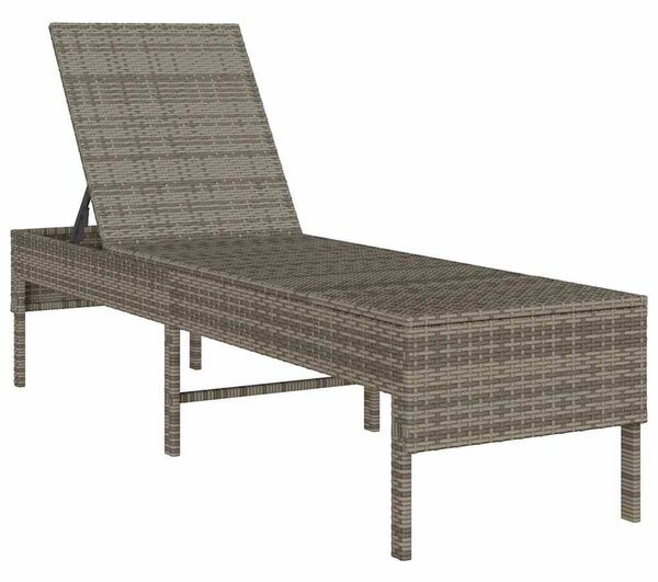 VidaXL szürke polyrattan napozóágy párnával 55x200x44 cm
